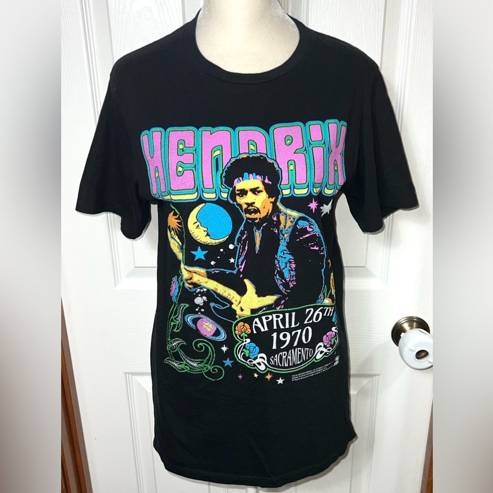 Jimi Hendrix Graphic Tee Graphic Top T Shirt Black/Multi Women’s S (Men’s XS)